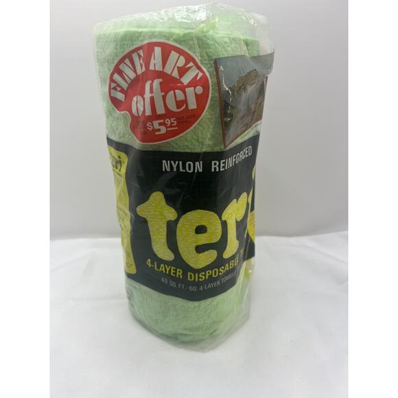 Vintage Teri Nylon Reinforced 4 Layer Disposable Towel 60 Count RARE FIND! - Picture 1 of 3